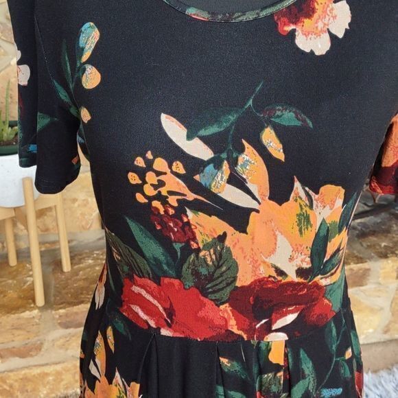 DouBCQ Women's Floral Print Casual Flowy‎ Pleated Loose Dress with Pockets Sz L - Picture 12 of 15